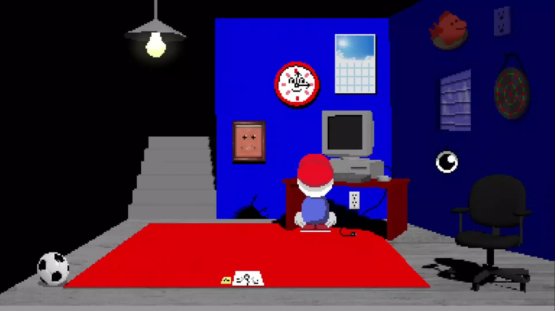 Official Endacopia Steam screenshot showing Mellow's room with computer and clock